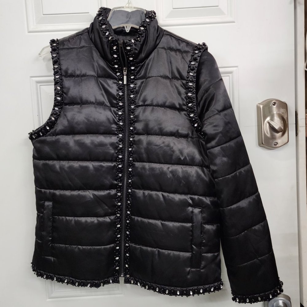 Mark Zunino Jacket / Vest - Black with Beads & Rhinestones - Large